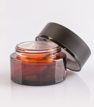 Glass jar Laurence Amber with cap and shive, 50 ml