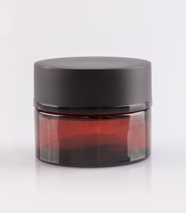 Glass jar Laurence Amber with cap and shive, 50 ml