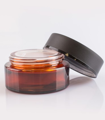 Borcan sticlă Laurence Amber cu capac și disc, 100 ml