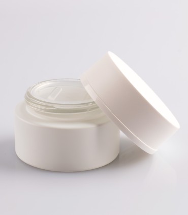 Glass jar white matte with lid and shive AK 50 ml