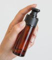 Glass bottle Laura Amber with pump and cap, 30 ml